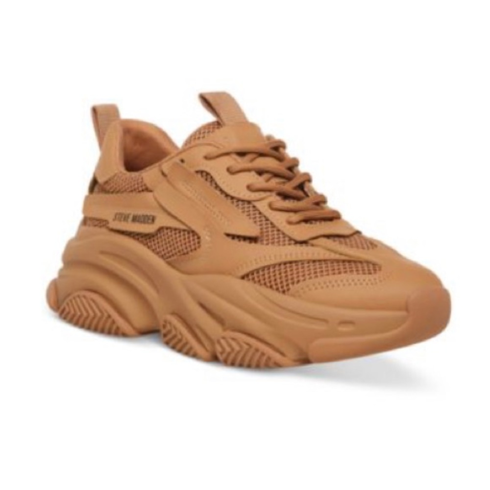 Steve Madden Women's Possession Chunky Lace-Up Sneakers, Almond size 7